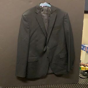 Talia boys suit.  Black with black pinstripe.